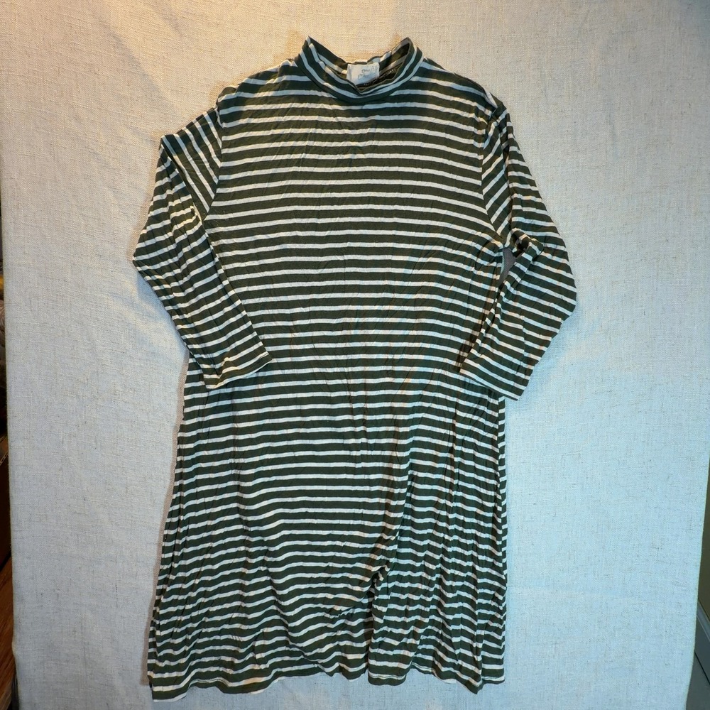 Fantastic Fawn Mock Neck Striped T-Shirt Dress Women Size Medium